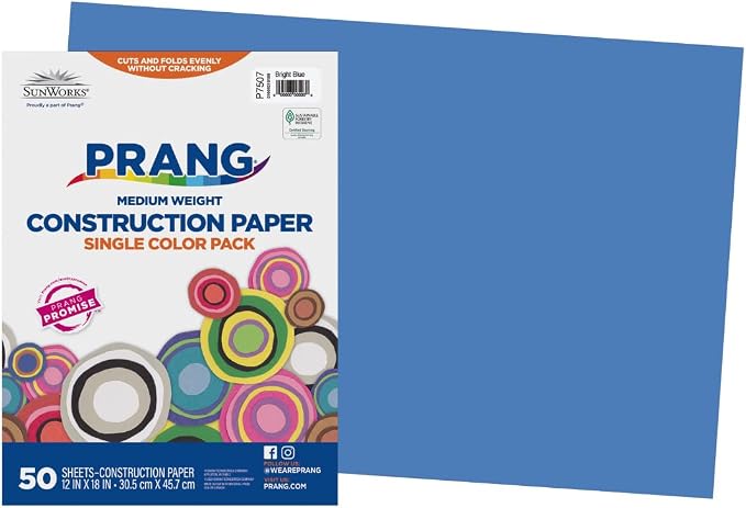 Prang Construction Paper, 12" x 18", Bright Blue, 50/Pack, 25 Packs | Formerly SunWorks, Class Pack, 1250 Sheets Total, P7507 - Image 2