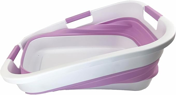 SAMMART 30L (7.9 gallon) Collapsible Plastic Laundry Basket - Foldable Pop Up Storage Container/Organizer - Portable Washing Tub - Space Saving Hamper/Basket (1, White/Pale Purple) - Image 5