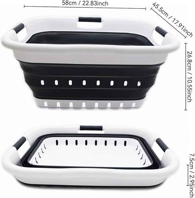 SAMMART 41L (10.8 gallon) Set of 2 Collapsible 3 Handled Plastic Laundry Basket-Foldable Pop Up Storage Container/Organizer-Space Saving Hamper/Basket (2, Black) - Image 5