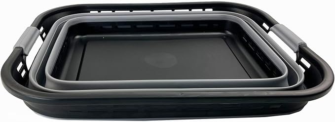 SAMMART 42L (11 Galloons) Collapsible Plastic Laundry Basket - Foldable Pop Up Storage Container/Organizer - Portable Washing Tub - Space Saving Hamper/Basket [BPA Free] (Black/Frost Grey) - Image 3