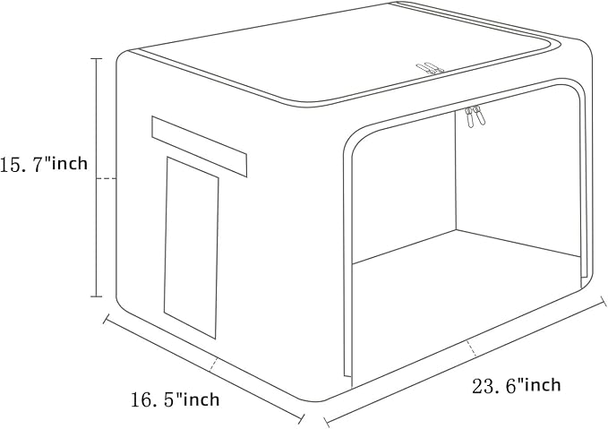 FHSQX Extra Large Clothes Storage Bins Foldable Metal Frame Storage Box Stackable Linen Fabric Box Organizer Set with Carrying Handles and Clear Window (Beige, 23.6x 16.5x 15.7 Inch) - Image 6