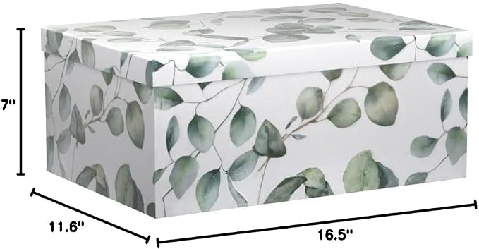 Soul & Lane - Eucalyptus Decorative Storage Boxes with Lids, Set of 3 | Large Nesting Cardboard Keepsake Boxes for Memories, Photos and Gifts, Pretty Leaves Print Containers for Home Decor - Image 8