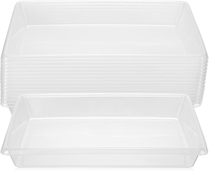 Maitys 15 Pcs Activity Plastic Art Trays 14.57 x 10.63 x 1.77 Inch Large Crafts Organizer Serving Storage Tray for Kids School Classroom DIY Project Painting Home Organizing Supply(Clear) by Maitys
