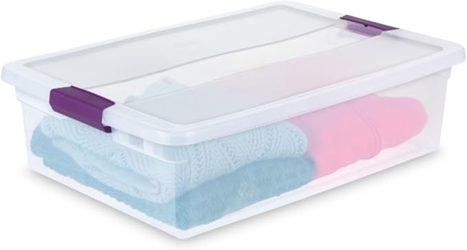 Sterilite 24-Pack 32 Quart ClearView Latch Box, Stackable Organizer Bins with Latching Lids - Clear Plastic Organization Containers for Closet, Bedroom, Shelving Units and Everyday Home Storage - Image 7