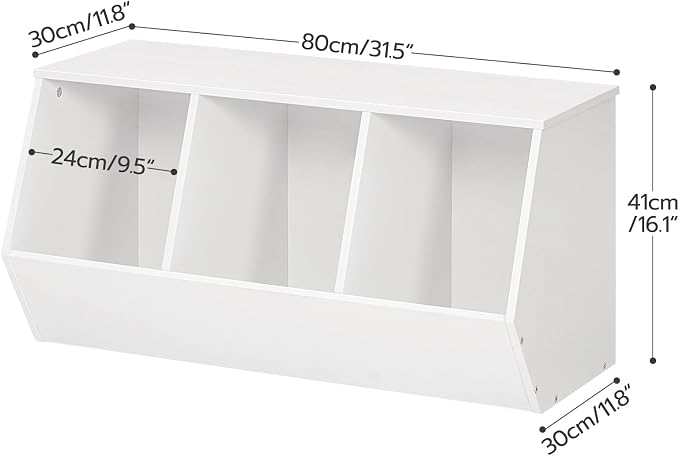 HOOBRO Toy Storage Cubby, Kids Bookshelf, Stackable 3-Bin Toy Storage Cabinet, Bookcase Footboard, Children's Toy Shelf, Hallway, White WT30CW01 - Image 3