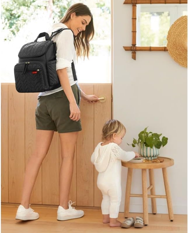 Skip Hop Diaper Bag Backpack: Forma, Multi-Function Baby Travel Bag with Changing Pad & Stroller Attachment, Jet Black - Image 2