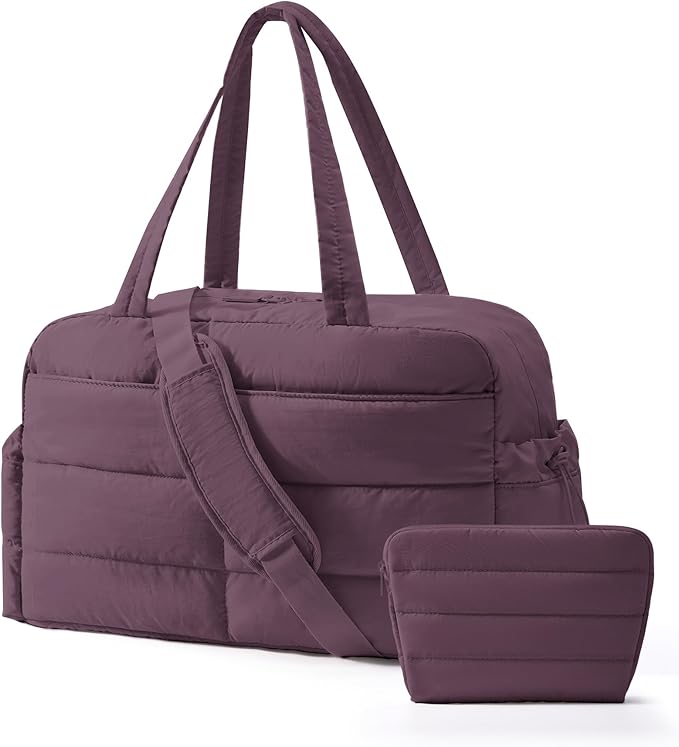 BAGSMART Gym Bag for Women with Toiletry Pouch, Lightweight Weekender Bags for Women with Wet Pocket, 31L Quilted Travel Duffle Carry On Bag, Weekender Overnight Bag for Travel,Water Resistant by BAGSMART