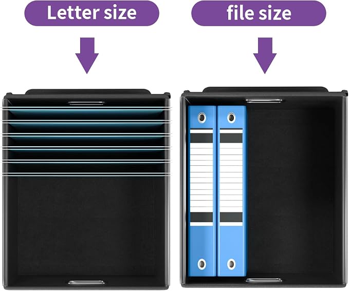 File Organizer Box with Lids, Collapsible File Folder Organizer | File Box with Plastic Slides for Office Document Storage, Filing Bin for Letter Size Hanging File Folders (2 Pack, Purple) - Image 3