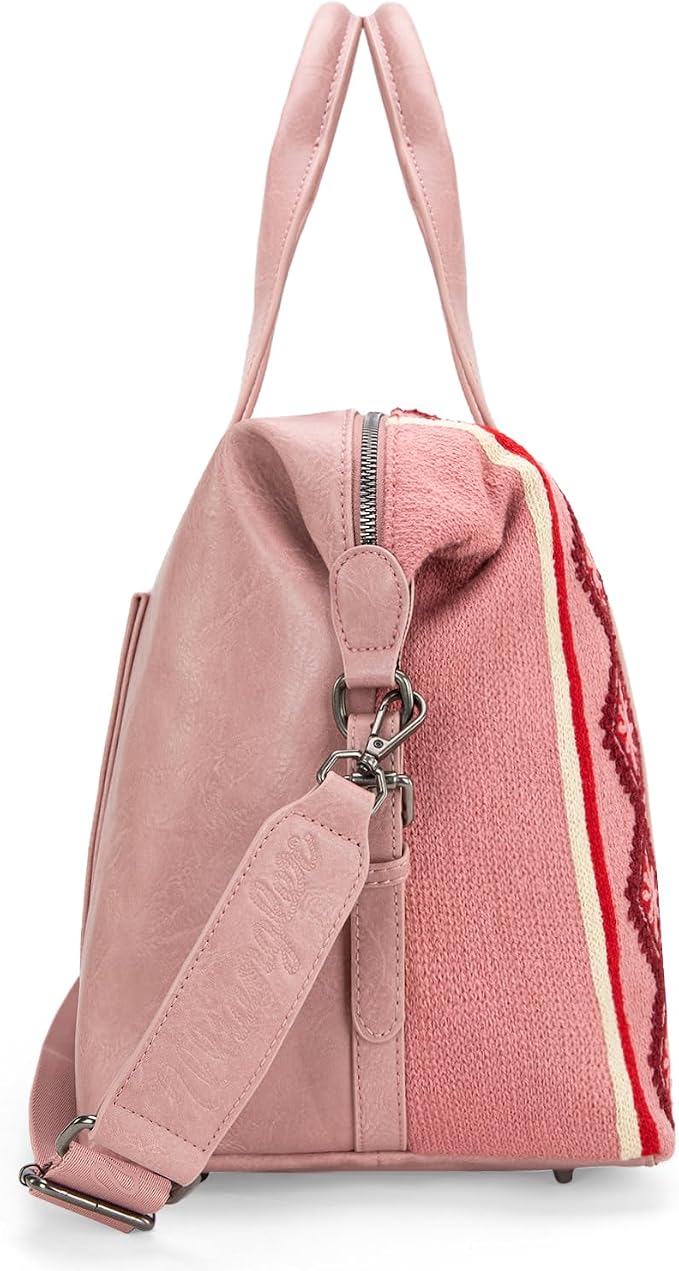 Wrangler Duffel Bag for Women Large Travel Weekender Bag Designer Tapestry Carry On Bags, Pink - Image 2