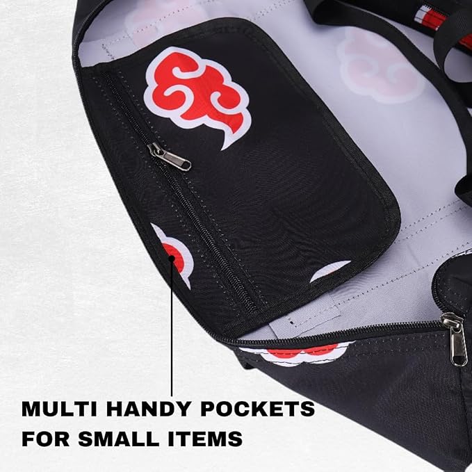 Anime Gym Bag for Women Men - Foldable Large Workout Travel Soccer Basketball Sports Tactical Camping Weekender Overnight Expandable Foldie Carry On Duffle Bag with Shoe Compartment, 55L (Akat) - Image 4