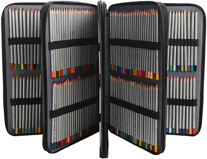 384 Slots Pencil Case, 4-Layer Organizer with Shoulder Strap | 4-layer twill oxford case with 384 elastic slots, carry handle, removable strap, and outer pocket for phone or keys. - Image 4