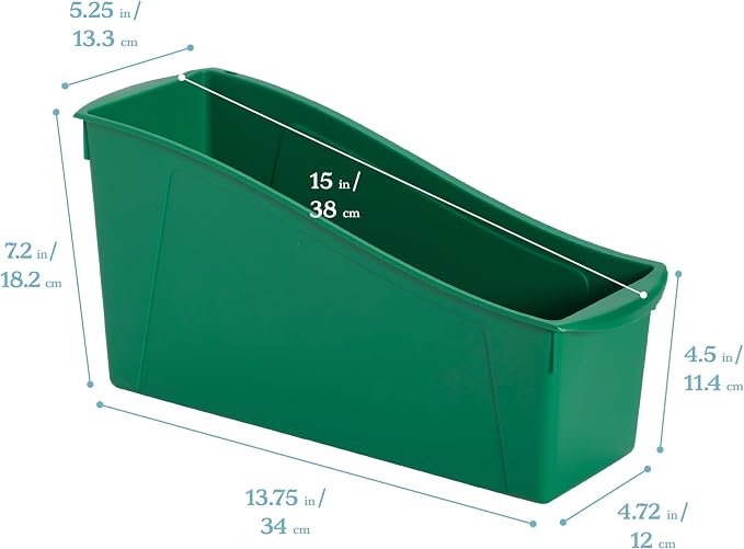 ECR4Kids Linking Plastic Storage Book Bin, Multipurpose Organization, Assorted, 10-Piece | Durable plastic with built-in handles, interlocking, nestable, ideal for books, magazines, and files in a classroom or office - Image 2