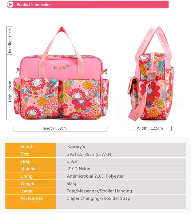 Kamay's Mummy Shoulder Bag Diaper Bag Chic Nappy Changing Bag Tote/Messenger Style Large with Changing Mat, Adjustable Straps - Image 2