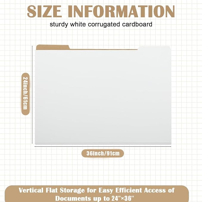 10 Pack Art Portfolio Folders Stores Flat Files Large Corrugated File Folder for Vertical Flat Storage for Artwork Blueprints Plans Drawings Construction Poster (24 x 36 Inch) - Image 2