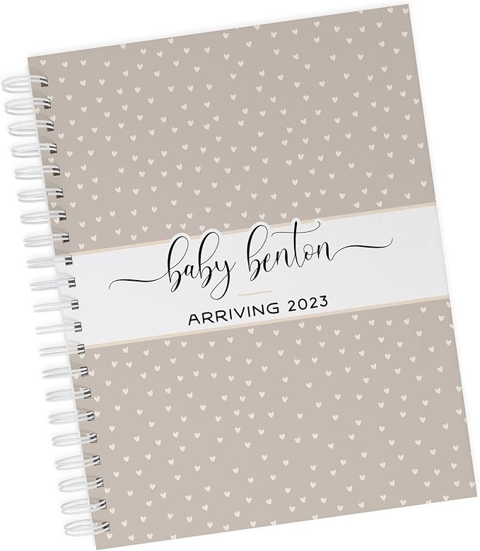 Personalized Pregnancy Journal - Hardcover Pregnancy Memory Book Customized with Baby’s Name, Nickname or Phrase - Prompted Journal for New Moms (Ivory Hearts) by Unknown