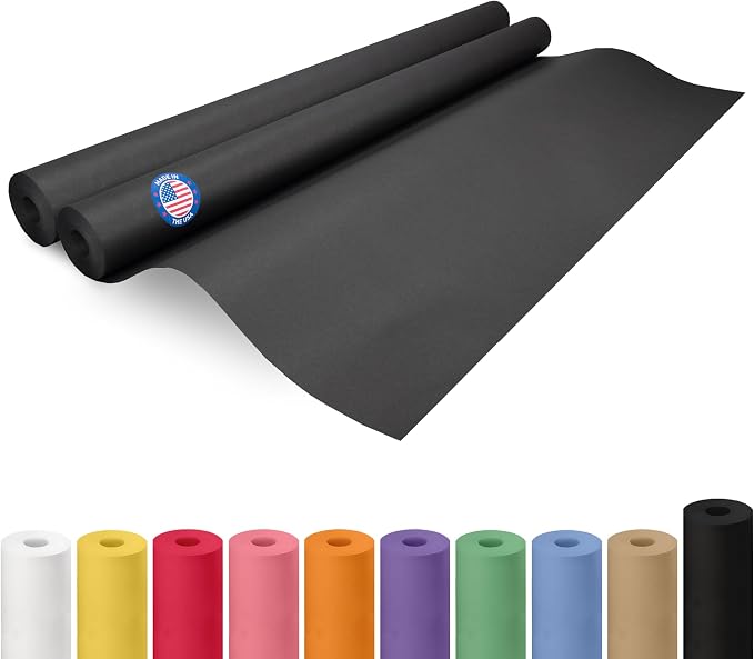 Black Kraft Paper Rolls 36" x 2160" (180 feet), Pack of 2 - USA-Made Quality Black Paper 50lb Thickness for Packing, Shipping, Crafts/Arts - 100% Recyclable Natural Wrap Material by IDL Packaging by IDLPackaging