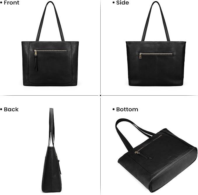 befen Genuine Leather Tote Bag for Women, Large Work Tote Bag with Zipper Leather Purse and Handbags with 15.6" Compartment - Image 7