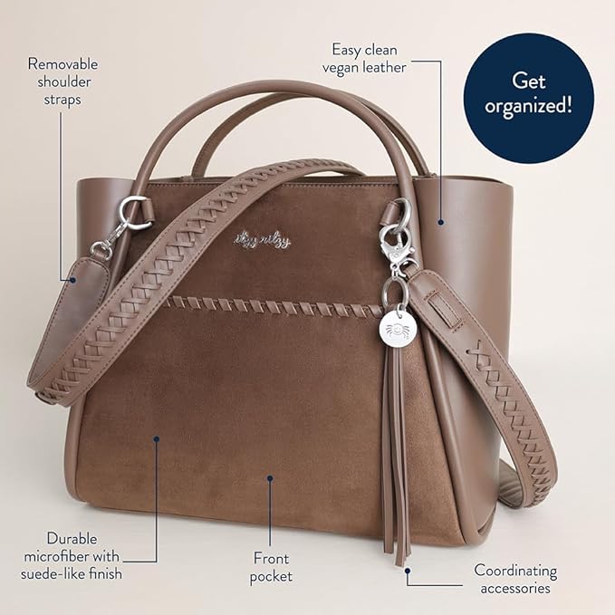 Itzy Ritzy Boss Tote Diaper Bag, Vegan Leather with Changing Pad | Includes Stroller Straps, 4 Pockets, Removable Tassel & Spacious Interior for Stylish Organization of Baby Essentials & More - Image 5