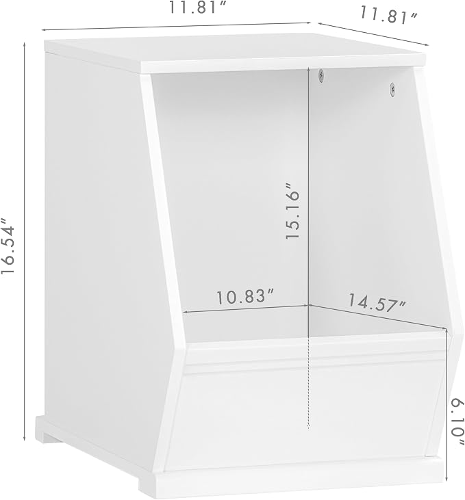 UTEX Kids Toy Storage Organizer, Stackable Bins, Cubby Toy Shelf | DIY Play Space, Slanted Front Panel, Wooden Toy Organizer, Playroom, Toy Room, Living Room, Nursery, White, 1 Cubby - Image 2
