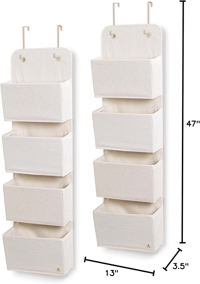 Delta Children - babyGap 2-Pack Over the Door Storage Organizer with 4 Pockets, Tan - Image 3