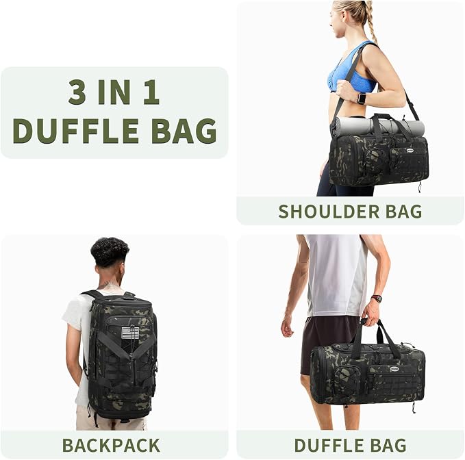 BOSSTIN Gym Bag for Men & Women, 45L-50L Expandable Sports Duffle Bag | Convertible Duffel Backpack, Comes with Toiletry Bag, Shoe Compartment & Wet Pocket, for Workout, Weekender, Overnight Travel - Image 5