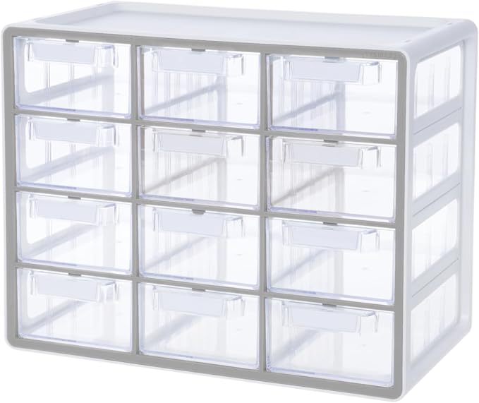 Blue Ginkgo 12-Drawer Storage Cabinet Organizer, Grey, Made in Korea | Stackable. Adjustable. Easy Visibility. by BLUEGINKGO