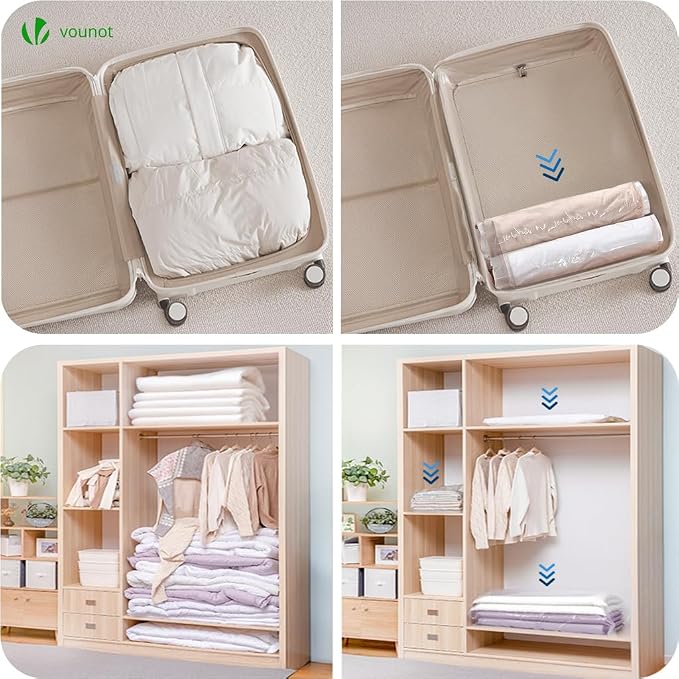 VOUNOT® 9pcs Vacuum Storage Bags for Clothes, Duvets, Pillows, Blankets, Reusable Space Saver Bags with Pump, 3 Large 6 Medium - Image 6