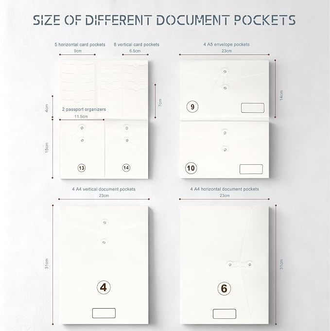JOYCE Important Document Organizer 14 Expanding Pockets,Gray | Waterproof leather binder with 13 Card Slots for Passports, Birth Certificates, Tax Files and Wills - Image 4