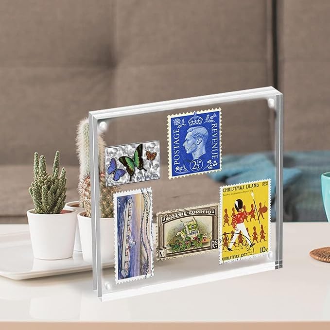 ILYXY 5 Pack Acrylic Frame 4x4, 20% Thicker, 20mm Thick Frameless Clear Picture Frame, Double Sided Magnetic Photo Frame, Free Standing Desktop Display Stand Acrylic Picture Frames - Image 4
