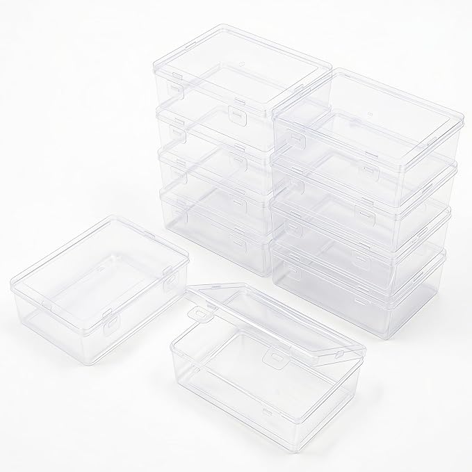 Rectangular Clear Plastic Storage Containers, 5x3.46x1.69in | 10 Pack, Hinged Lid, For Beads and Small Craft Items by Thintinick