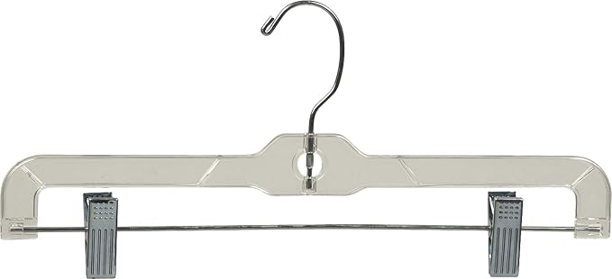 Clear Plastic Kids Bottom Hanger with Adjustable Cushion Clips, Small 12 Inch Pant Hangers with 360 Degree Chrome Swivel Hook (Set of 100) by The+Great+American+Hanger+Company
