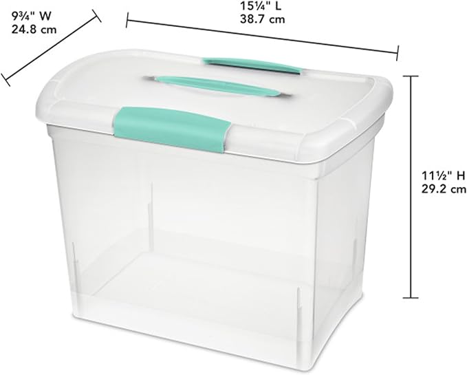 Sterilite Large Nesting ShowOffs Stackable Storage Bin, Latching Organizer Tote with Handle, Plastic Box for File Organization, Clear, 12-Pack - Image 4