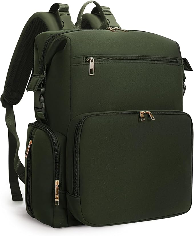 CEI-CEI Neoprene Diaper Bag Backpack with Insulated Pockets, Large Newborn Baby Maternity Bags Travel Tote with Changing Pad (Army Green) by CEI-CEI