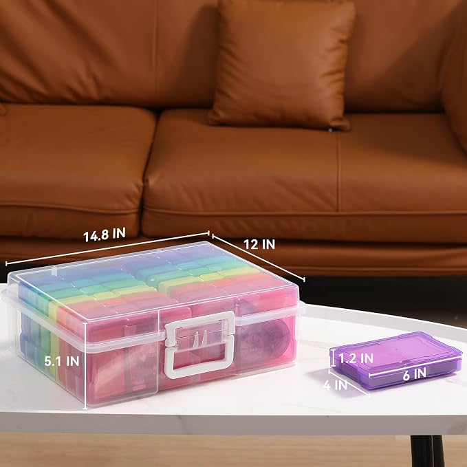 novelinks Photo Storage Boxes with Handle, Photo Organizers and Storage | 1Pack Color, Photo Albums 4x6 Pictures, Photo Cases, Classroom Organization, Index Card Box, Photo Card Holder, Seed Storage - Image 2