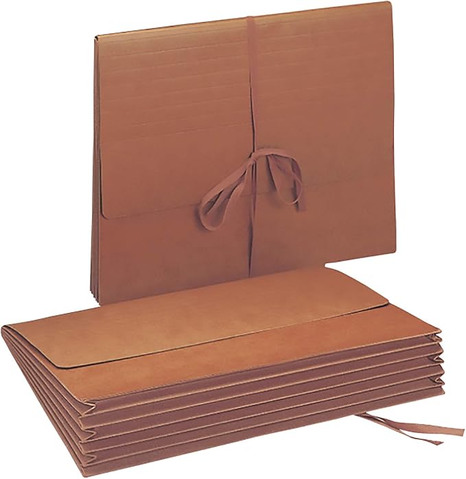 Smead Redrope Expanding File Wallet, Flap and Cloth Tie Closure, 5-1/4" Expansion, Letter Size, 10 per Box (71073) by SMEAD