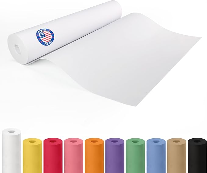 Extra White Offset Kraft Paper Roll 18" x 2160" (180 ft) – USA-Made 50lb Premium Eco Paper, Brighter-Than-Standard White – Ideal for Packing, Wrapping, Arts & Crafts, School Projects by IDL Packaging by IDLPackaging