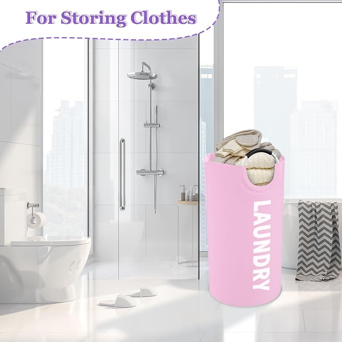 3PCS 95L Collapsible Laundry Basket, Oxford Hamper with Handle for Family | IHOMAGIC Freestanding Dirty Clothes Hamper, Laundry Bin, Storage Basket for Bedroom, Living Room, Pink+Blue+Purple - Image 8