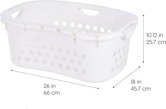 IRIS USA Laundry Basket, 51L Plastic Hip Hold Hamper, 4 Pack, 1.5 Bushel | Comfortable hip-hold handles and ventilated design make transporting clothes, towels, and linens easier. - Image 3