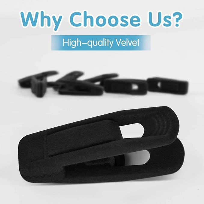 TOFIIGREM Black Velvet Hangers Clips 40 PCS, Pants Hangers Velvet Clips Easily Add to Velvet Hanger, Skirt Suit Pants Clothes Velvet Hangers, Baby Kids Hangers Clips - Image 5