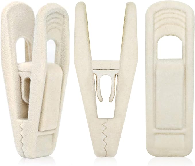 TOFIIGREM Velvet Hanger Clips for Velvet Hangers - 20 PCS Beige Non-Slip Velvet Clip for Skirt Hanger, Strong Flocking Clips Fit for Ivory Velvet Hangers by TOFIIGREM