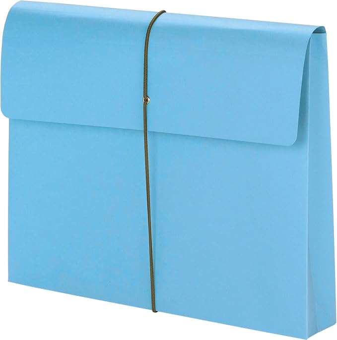 Smead Colored Expanding File Wallet with Flap and Cord Closure, 2" Expansion, Letter Size, Blue, 10 per Box (77203) - Image 7