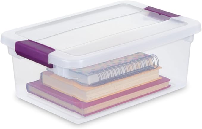 Sterilite 24-Pack ClearView Latch Box, Stackable Storage Organizer Bins for Home, 15 Quart | Clear Plastic Organizers with Color Accent Latches for Closet, Bedroom, Shelving Units, Dorm Room and Home Organization - Image 9