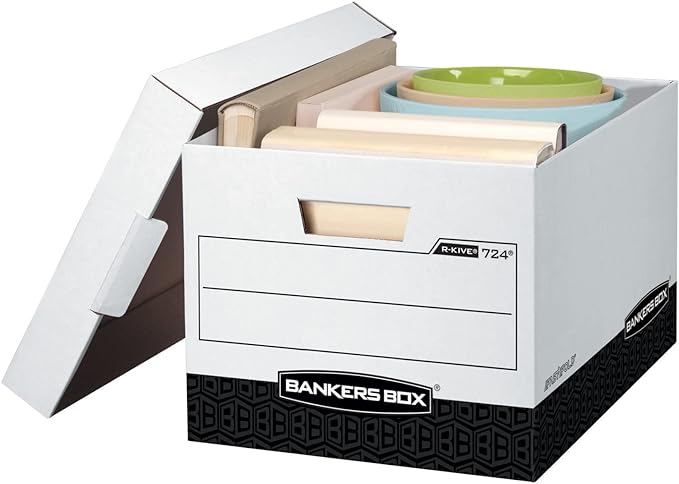 Bankers Box 12-Pack R-Kive Heavy Duty File Storage Boxes with Lids, FastFold Assembly, Letter/Legal, (00724) - Image 3