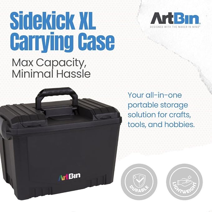 ArtBin 6917AB Sidekick XL Carrying Case, Portable Art & Craft Organizer with Handle, [1] Plastic Storage Case, Black - Image 2