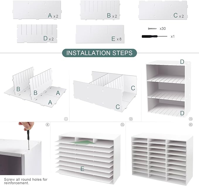 SONGWAY Desk Paper Storage Organizer - Literature Organizer, 27 Compartments Classroom Mailbox with Adjustable Shelves, Desktop File Sorter, Paper and Mail Organizer for Home Office School, White - Image 8