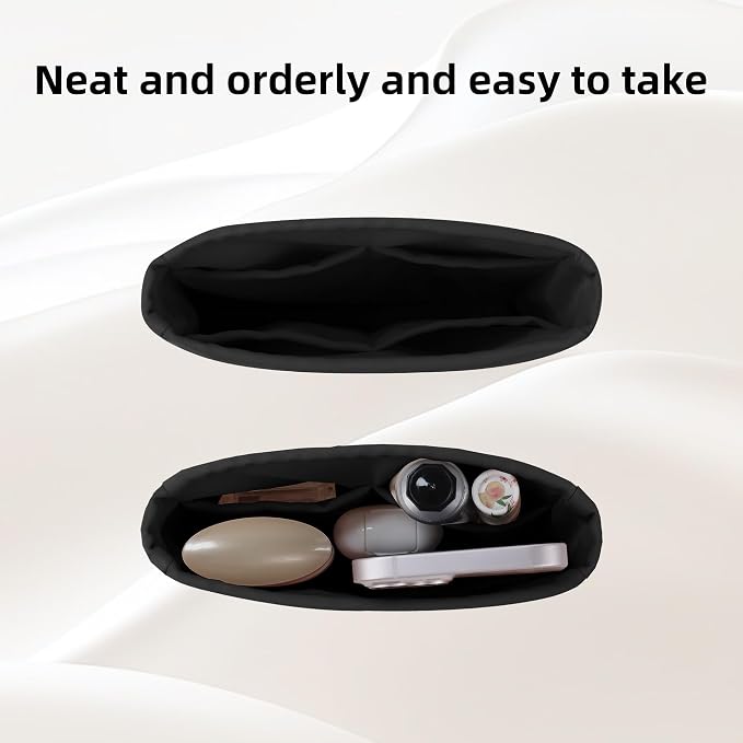 DGAZ Silk Purse Organizer Insert for Evelyne Bag(23,Black) | Soft and Lightweight,Perfect Fit,Multi-pocket Storage,Bag Protector,Luxury Bag Care,Handmade,for Smooth Bag Organizer - Image 5