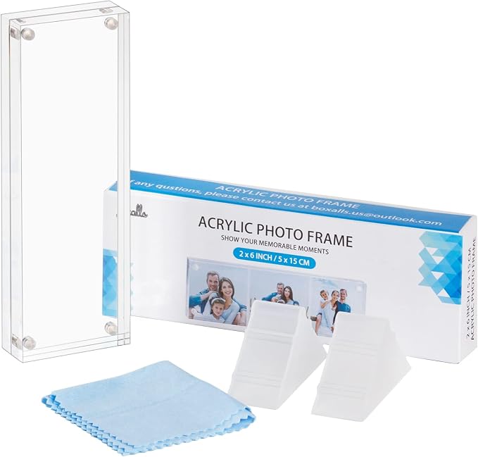 Boxalls 2x6 Inches Acrylic Picture Frames - 5 Pack, Clear Frameless 2x6 Photo Frames with Magnetic, Double Sided Transparent Desktop Frame (5 Pack) - Image 7