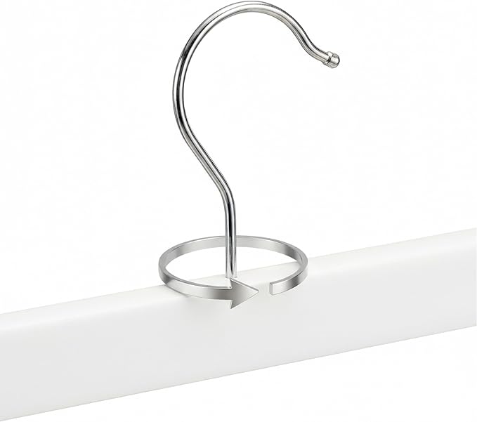Relaxdays Wooden Pants Hangers Set of 12, Adjustable Coated Clamps, 360° Swivel Hooks, 35.5 cm Wide, White - Image 6