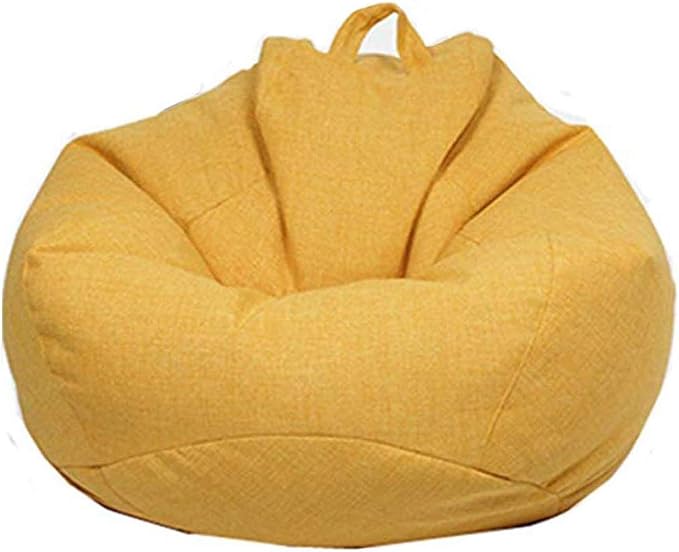 Stuffed Animal Storage Bean Bag Cover (No Filler) Extra Soft Beanbag Seat Chair Covers-Cotton Linen Memory Foam Beanbag Replacement Cover for Adults Children without Filling by ChenLee