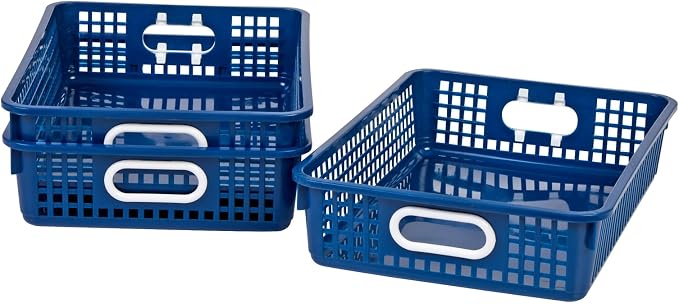 Really Good Stuff Small Desktop Paper Storage Baskets, 14" x 10" x 3.25" | 6-Pack, Navy, Versatile Storage Solution for Classroom, Home & Office, Storage, Multi-Purpose - Image 4